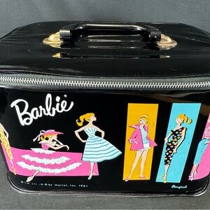 Vintage 1962 Barbie by Ponytail Doll Black Train Carrying Case